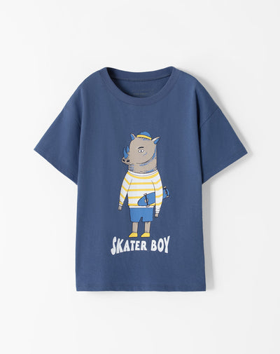 Camiseta oversized fit manga corta azul