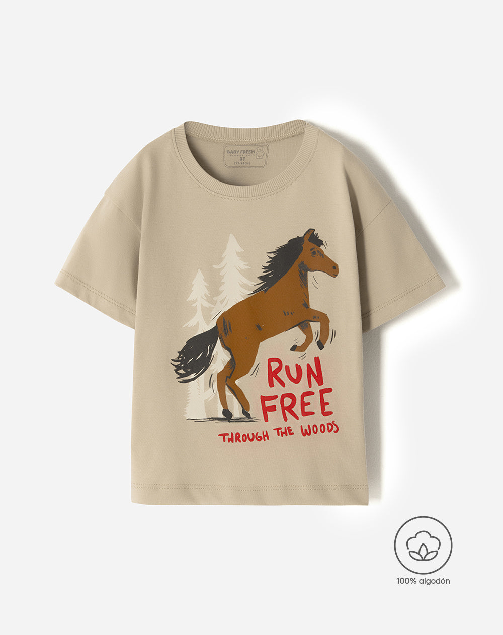 Camiseta oversized fit manga corta beige