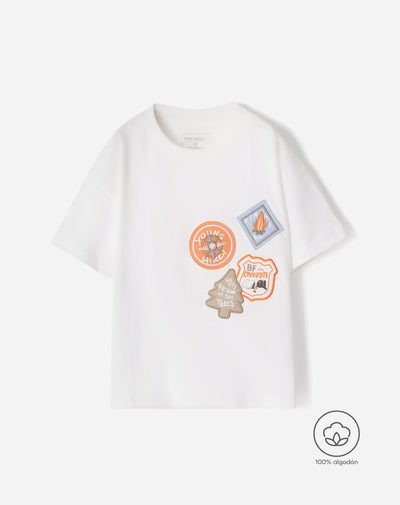 Camiseta oversize algodón apliques bordados niño