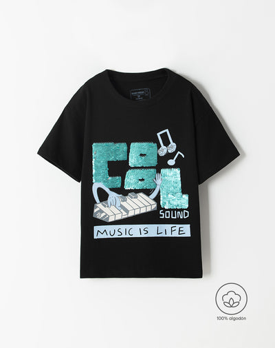 Camiseta oversized fit manga corta negra