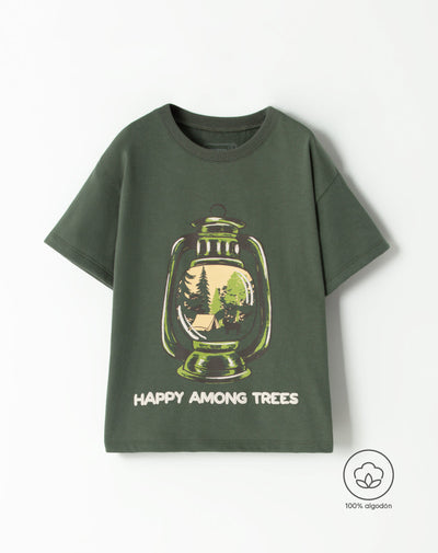 Camiseta oversized fit manga corta verde