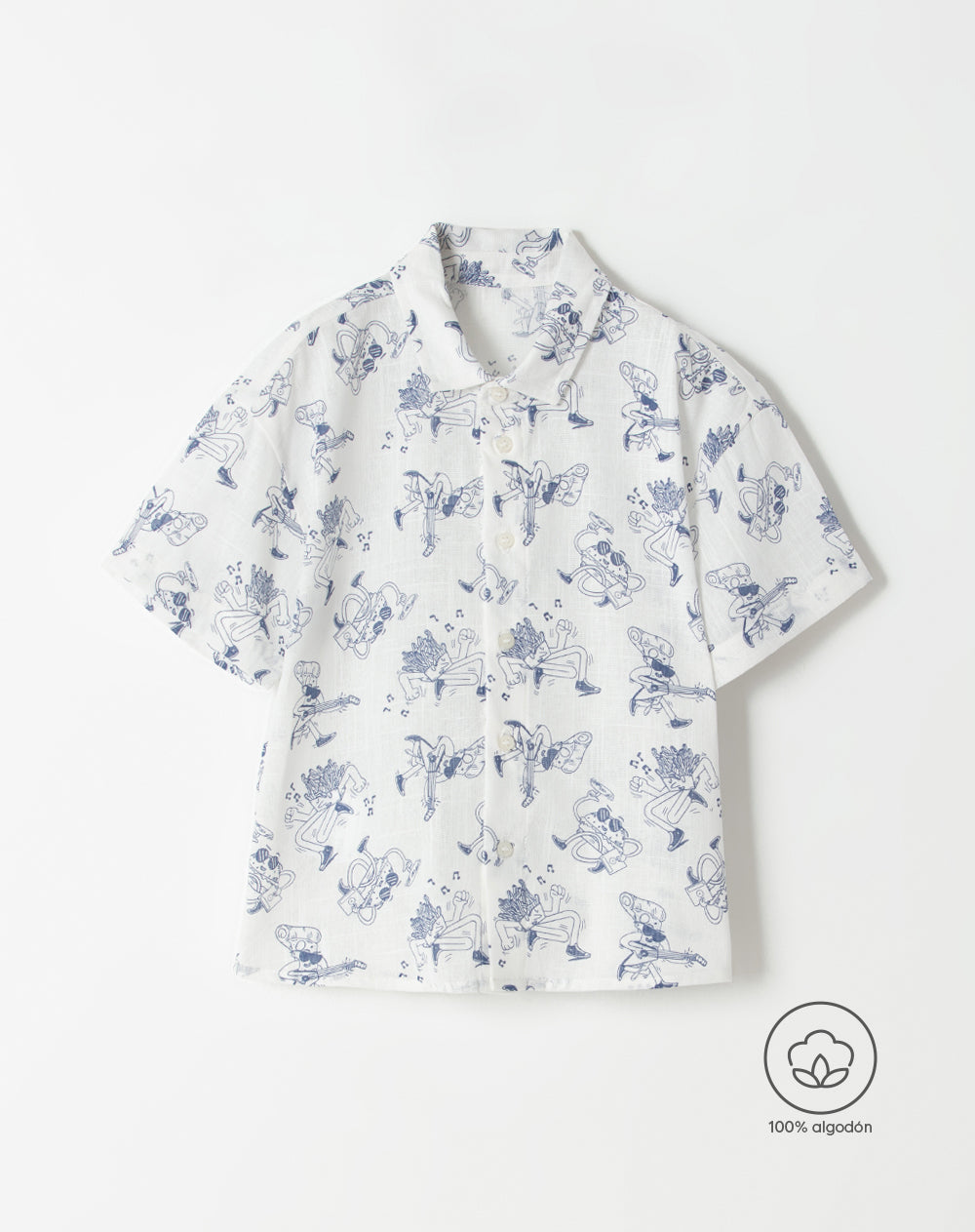 Camisa regular fit manga corta blanco estampado