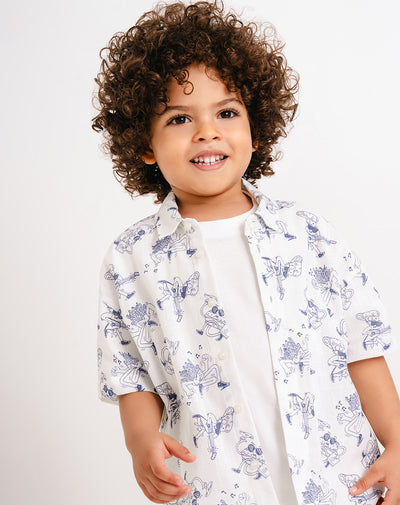 Camisa regular fit manga corta blanco estampado