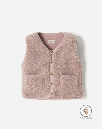 Chaleco regular fit sin capucha palo de rosa