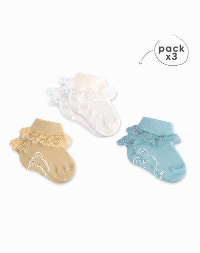 Medias bebé niña algodón largas pack x3 surtido