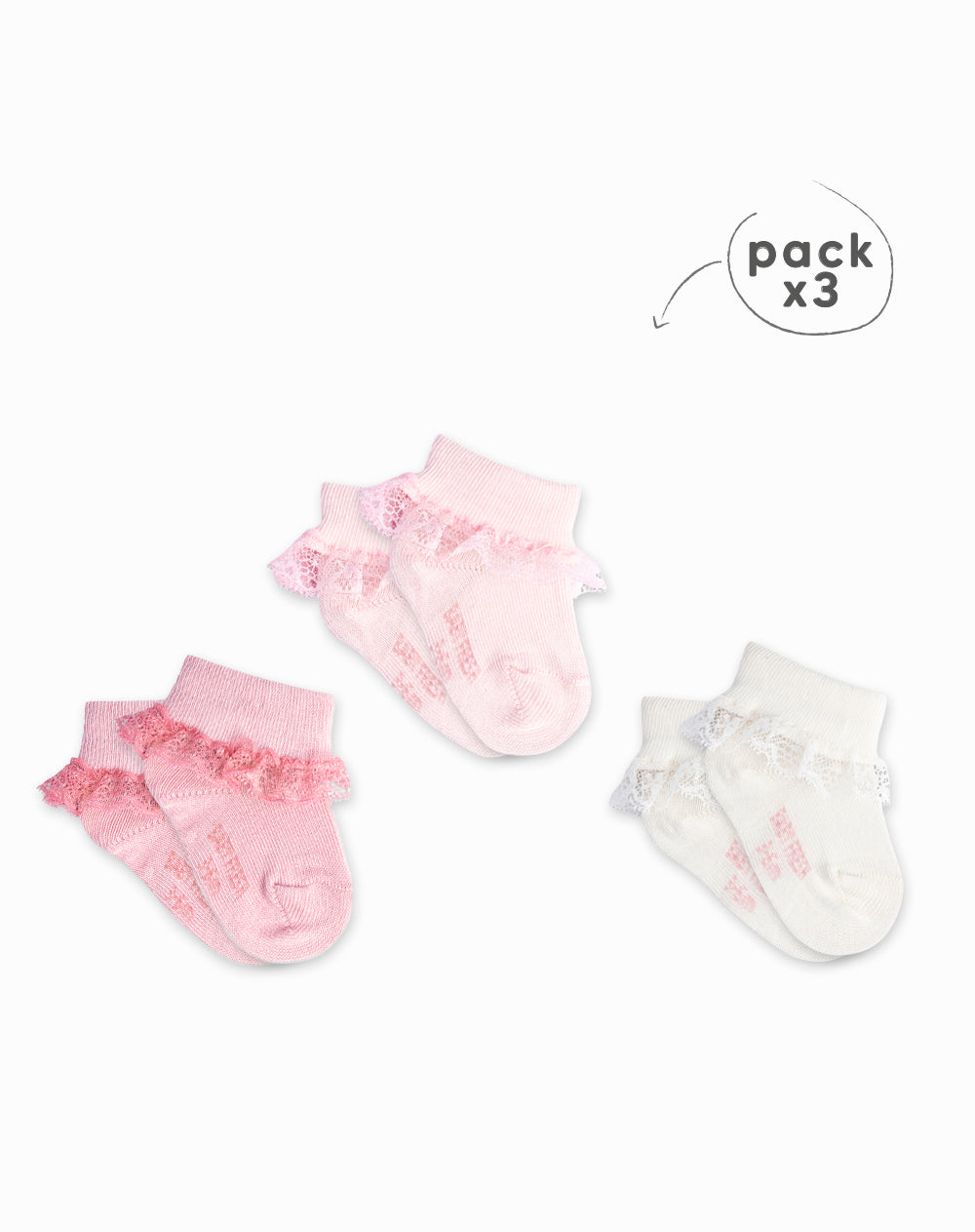 Medias bebé niña algodón largas pack x3 surtido