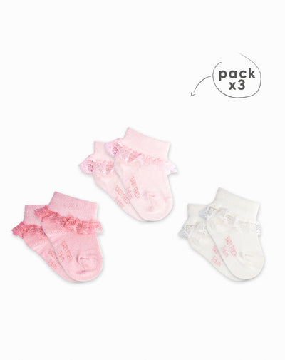 Medias bebé niña algodón largas pack x3 surtido
