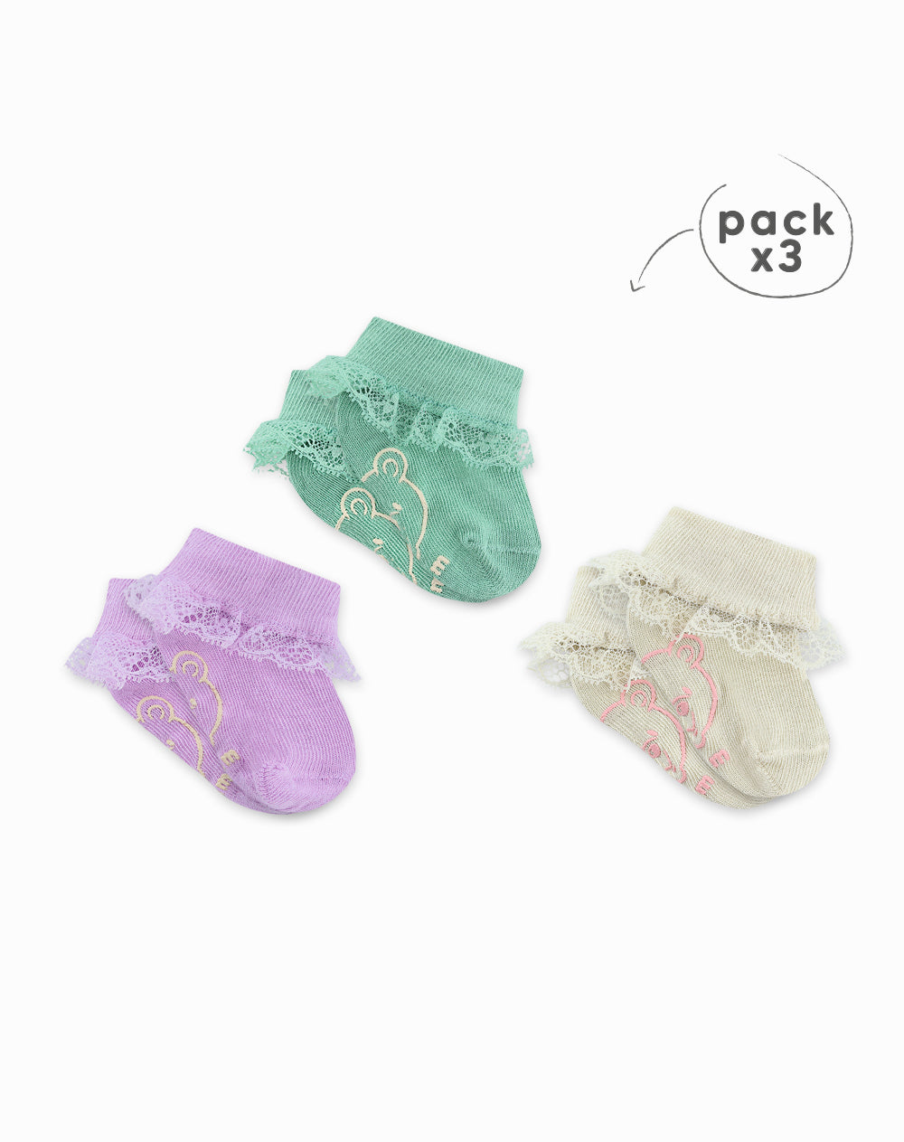 Medias bebé niña algodón largas pack x3 surtido