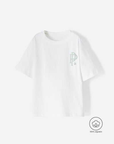 Camiseta oversize algodón Paw Patrol blanca niño