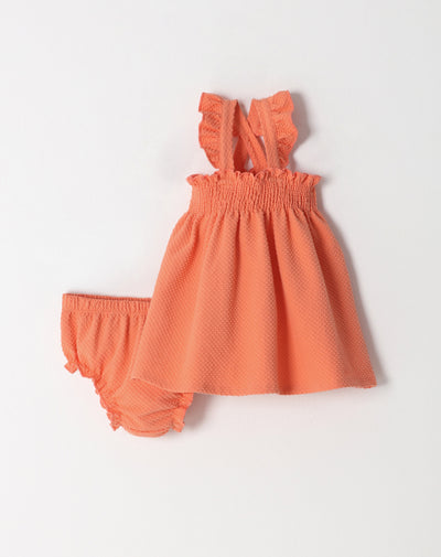 Conjunto vestido + panty en tela con textura coral