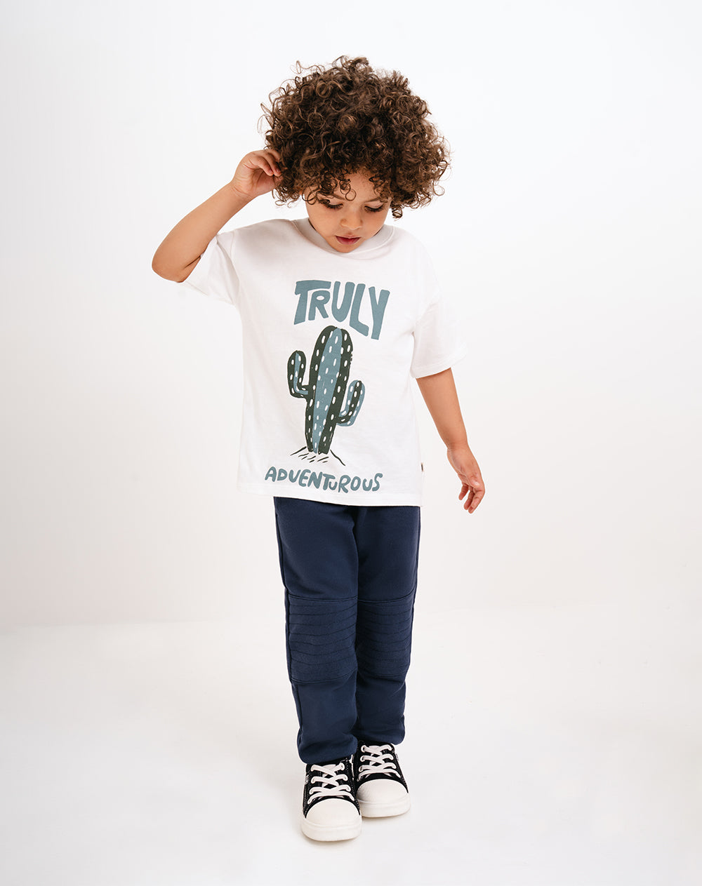 Jogger regular fit tiro medio azul
