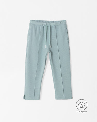 Pantalón regular fit tiro medio azul