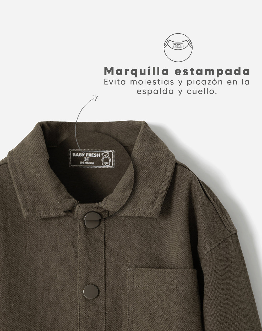 Camisa manga larga oversize algodón café niño