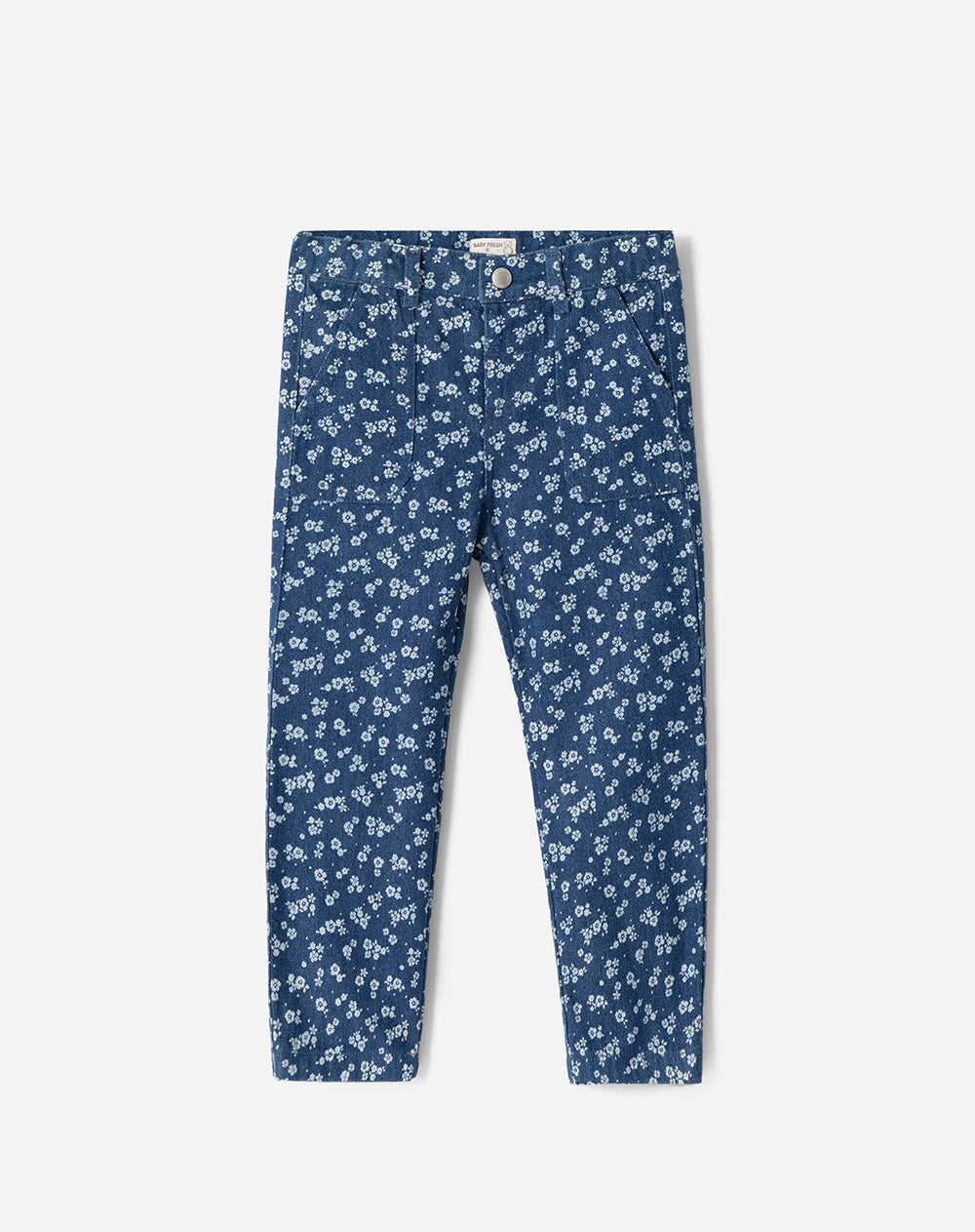 Jean recto tiro alto estampado niña