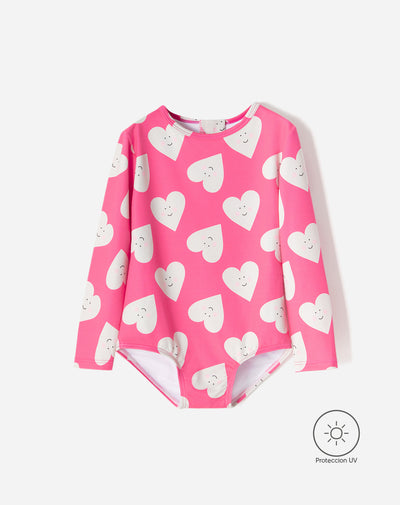 Vestido de baño manga larga protección UV estampado niña