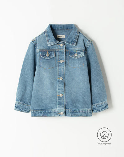 Chaqueta oversized fit sin capucha índigo medio