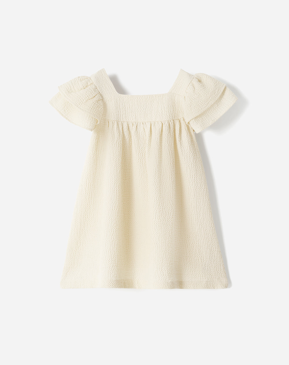 Vestido midi algodón bordado crema niña
