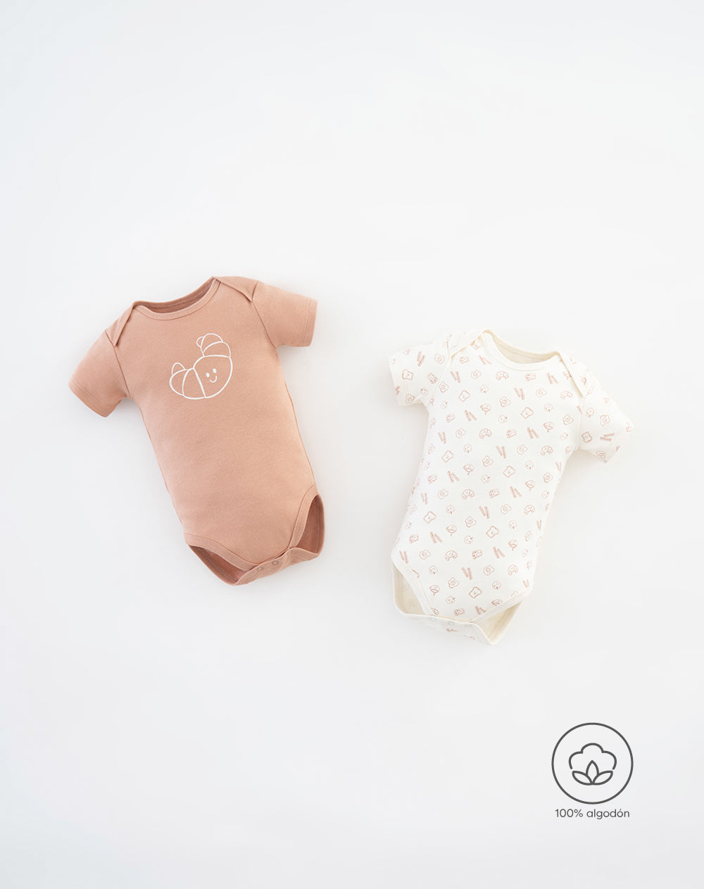 Body manga corta algodón x2unds surtido bebé unisex