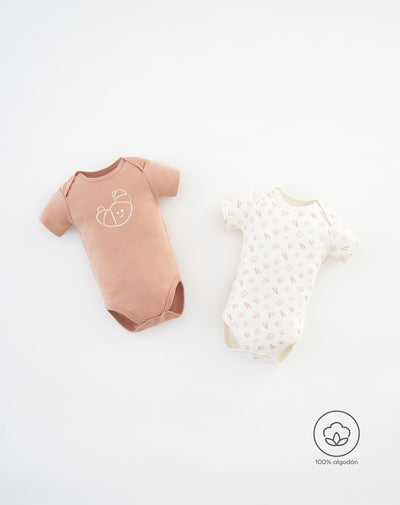 Body manga corta algodón x2unds surtido bebé unisex