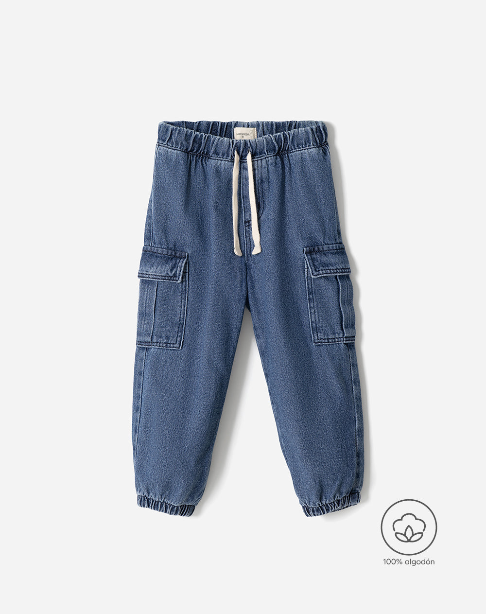 Jean cargo tiro medio índigo niño
