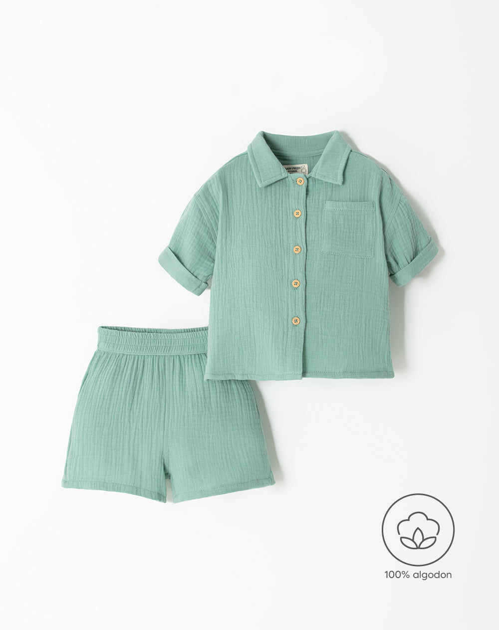 Conjunto pantalon corto manga corta verde