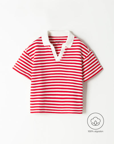 Polo oversized fit rojo rayas