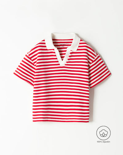 Polo oversized fit rojo rayas