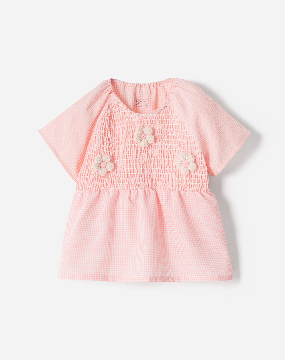 Camisa manga corta regular bordada coral niña
