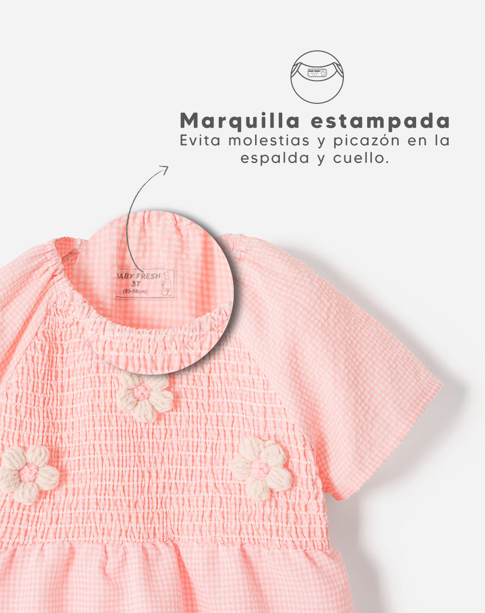 Camisa manga corta regular bordada coral niña