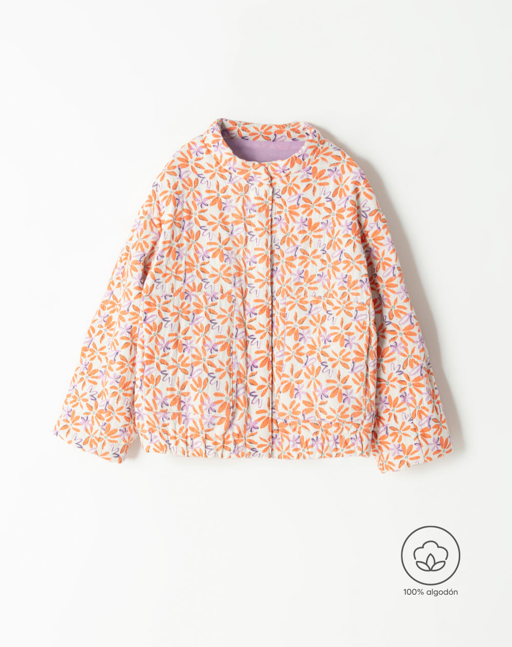 Chaqueta regular fit sin capucha crema estampado