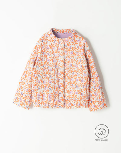 Chaqueta regular fit sin capucha crema estampado
