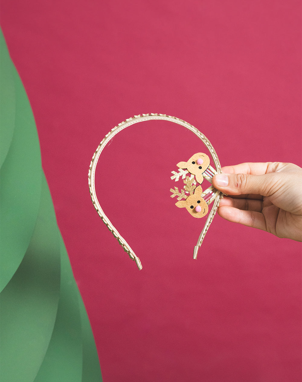 Diadema y pinzas de reno