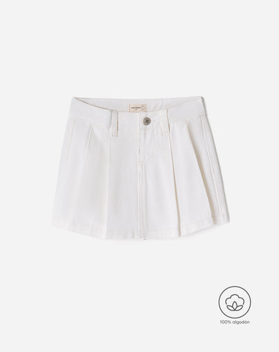 Falda short tiro alto crema