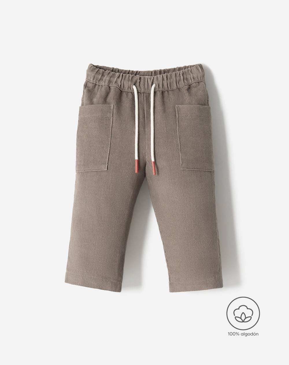 Pantalón regular algodón corduroy café bebé