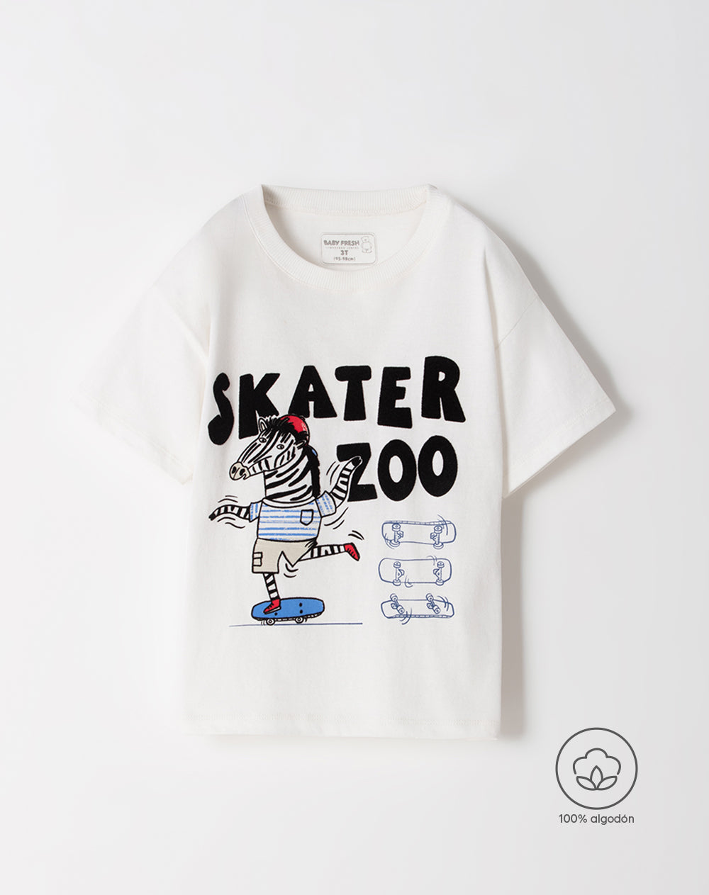 Camiseta regular fit manga corta blanca estampada