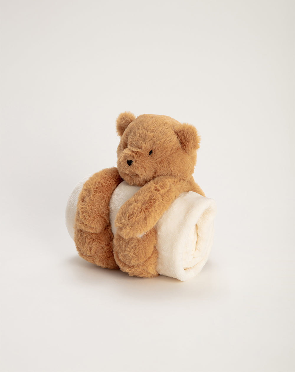 Cobija con peluche de osito beige