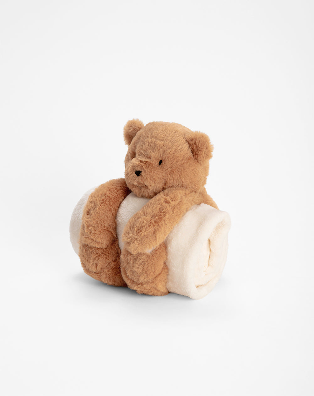 Cobija con peluche de osito beige