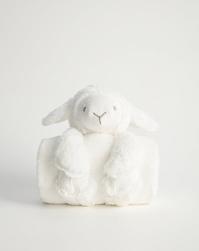 Cobija con peluche de oveja  blanco