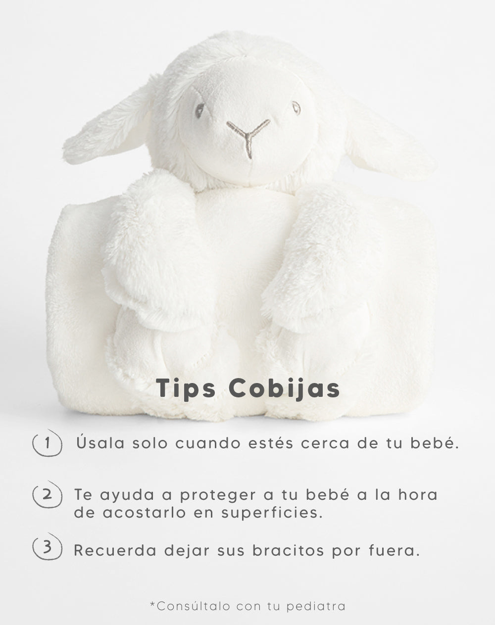 Cobija con peluche de oveja  blanco