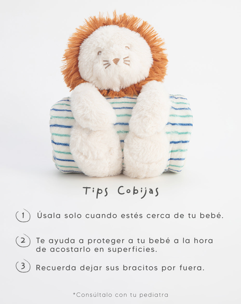Cobija con peluche de león multicolor