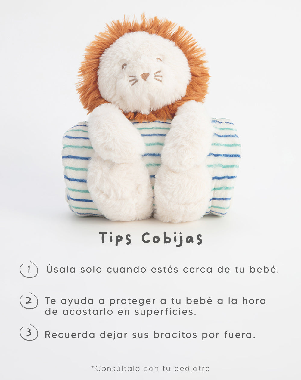 Cobija con peluche de león multicolor