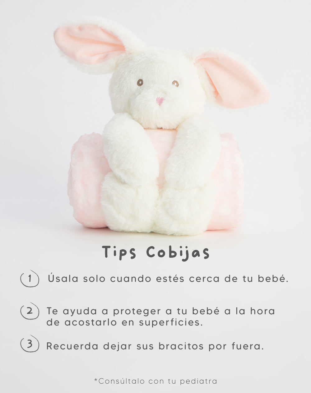 Cobija con peluche de conejo  multicolor