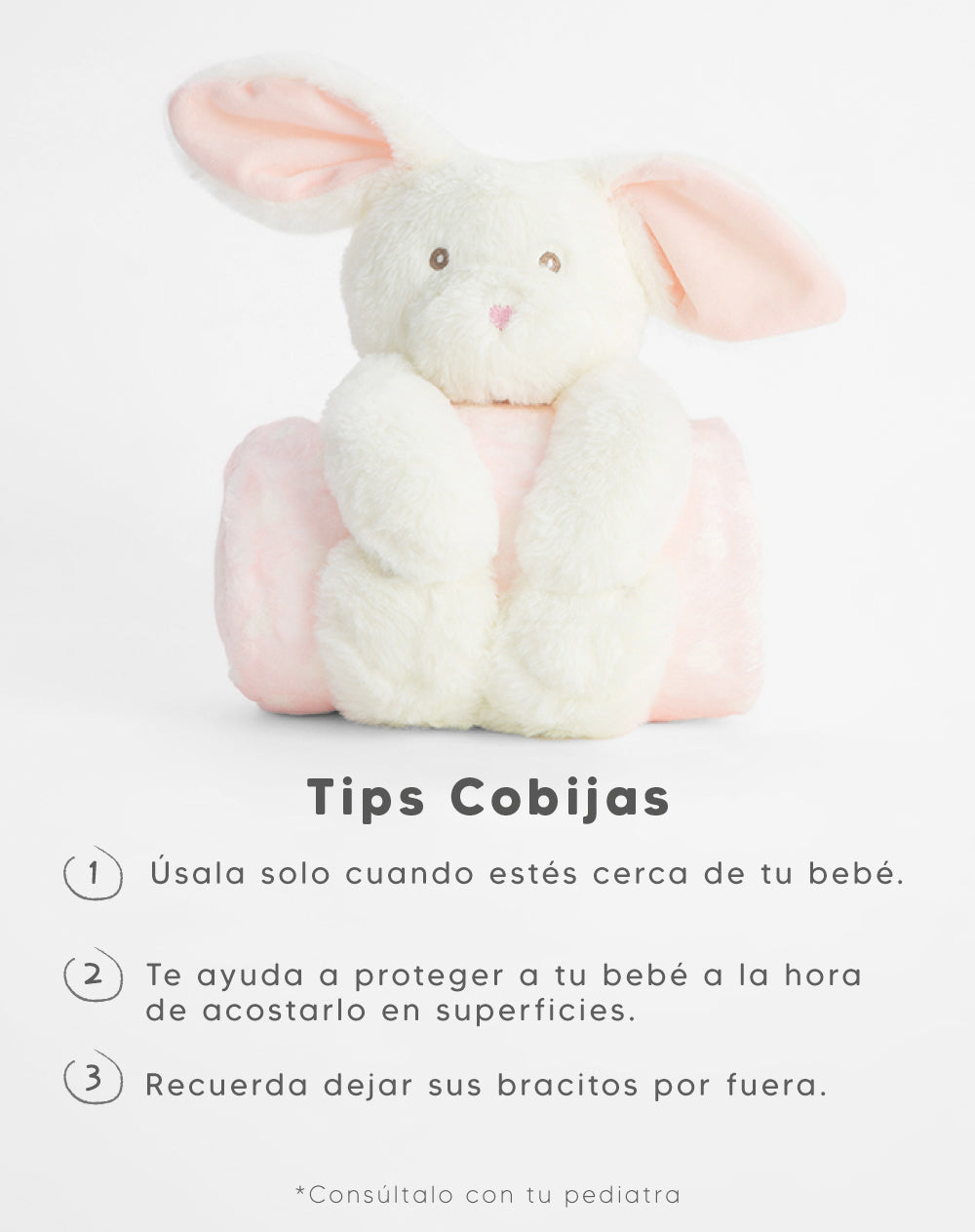 Cobija con peluche de conejo  multicolor