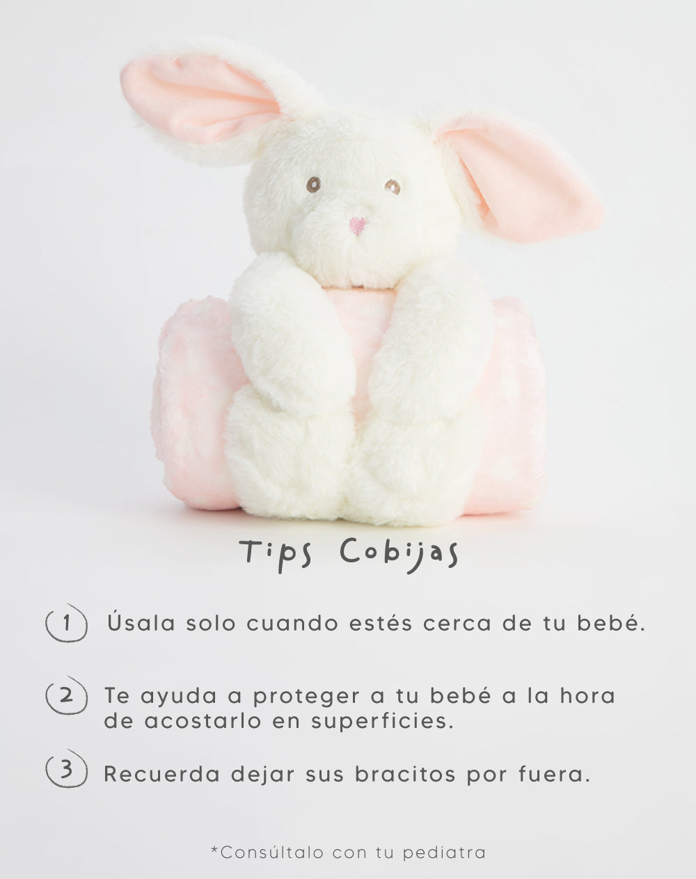 Cobija con peluche de conejo  multicolor