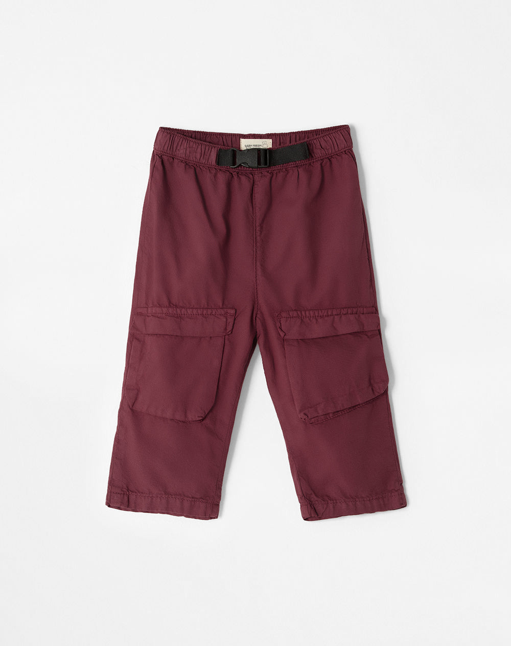 Pantalón loose fit tiro alto en drill vinotinto