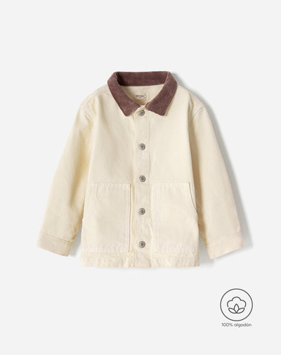 Chaqueta oversize algodón crema niño