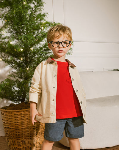 Chaqueta oversize algodón crema niño