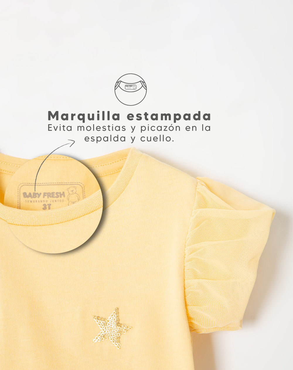Camiseta regular estampada brillos niña