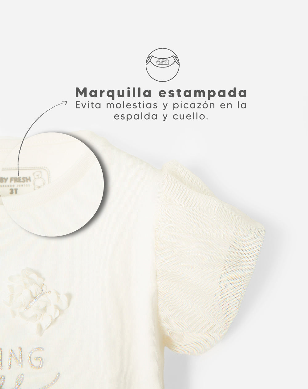 Camiseta de mariposas manga corta en tull
