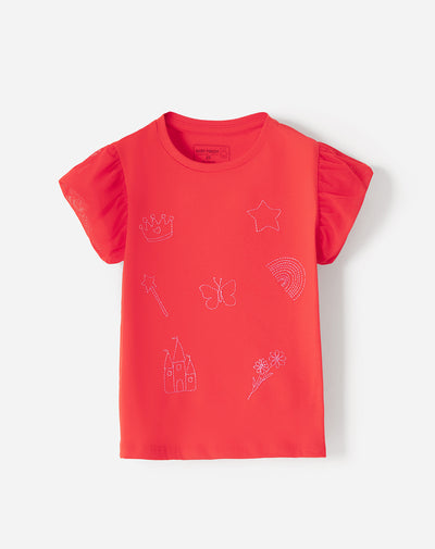 Camiseta regular roja niña